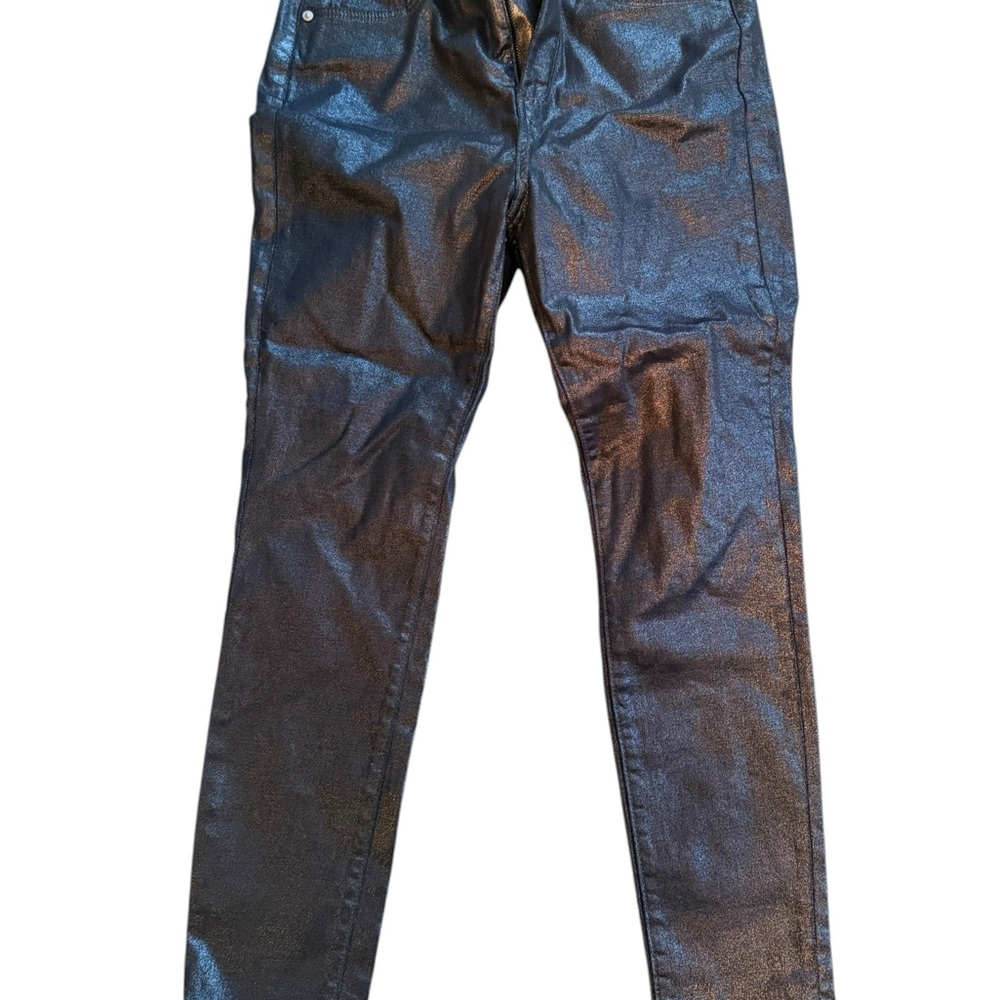 LOFT Metallic Silver Coated Skinny Jeans